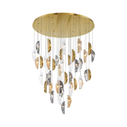 Sorrento Grand Chandelier in Plated Brushed Gold/Mixed with Copper Leaf (45-Light).