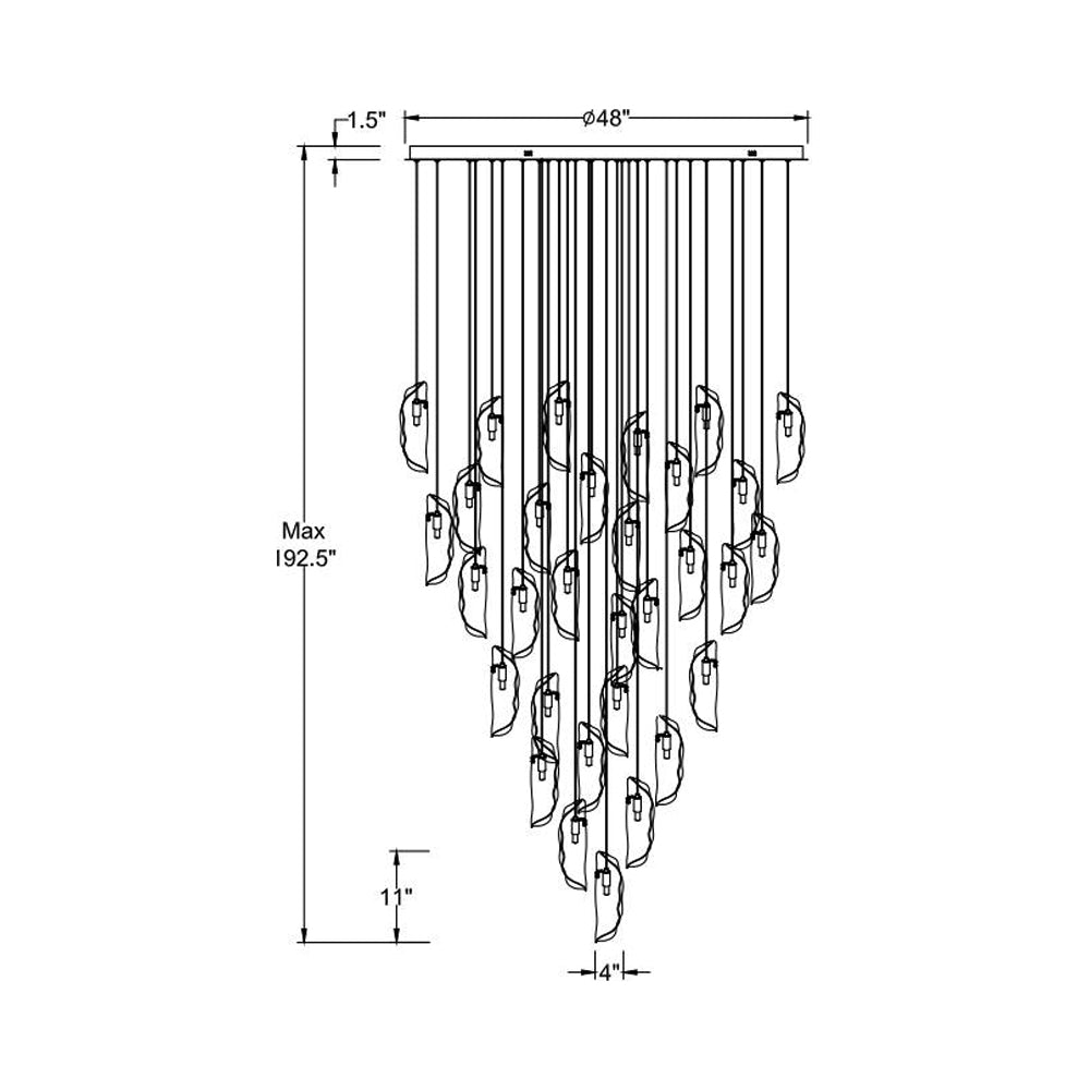Sorrento Grand Chandelier - line drawing.
