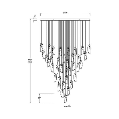 Sorrento Grand Chandelier - line drawing.