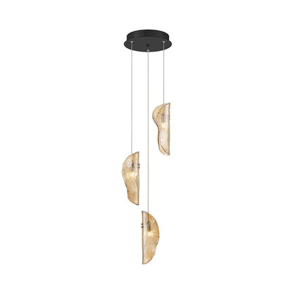 Sorrento Multi Light Pendant Light in Matte Black/Amber.
