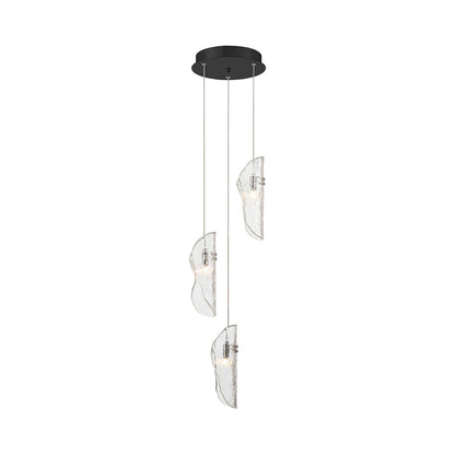 Sorrento Multi Light Pendant Light in Matte Black/Clear.