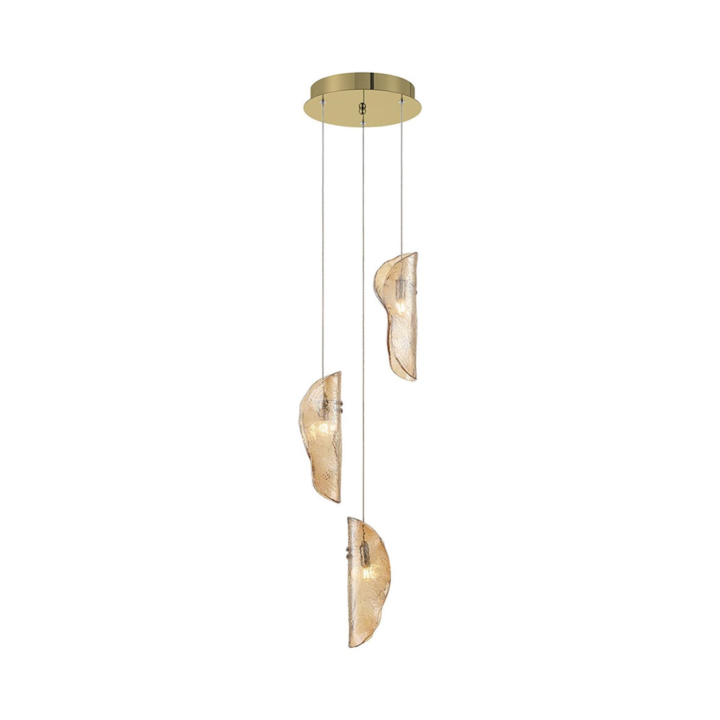 Sorrento Multi Light Pendant Light in Plated Brushed Gold/Amber.
