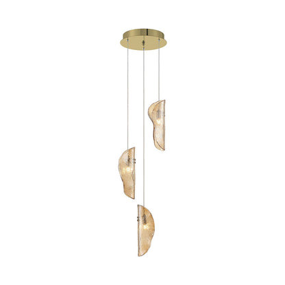 Sorrento Multi Light Pendant Light in Plated Brushed Gold/Amber.