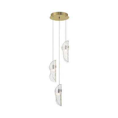Sorrento Multi Light Pendant Light in Plated Brushed Gold/Clear.