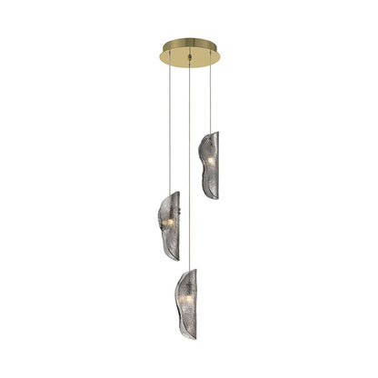Sorrento Multi Light Pendant Light in Plated Brushed Gold/Smoke.