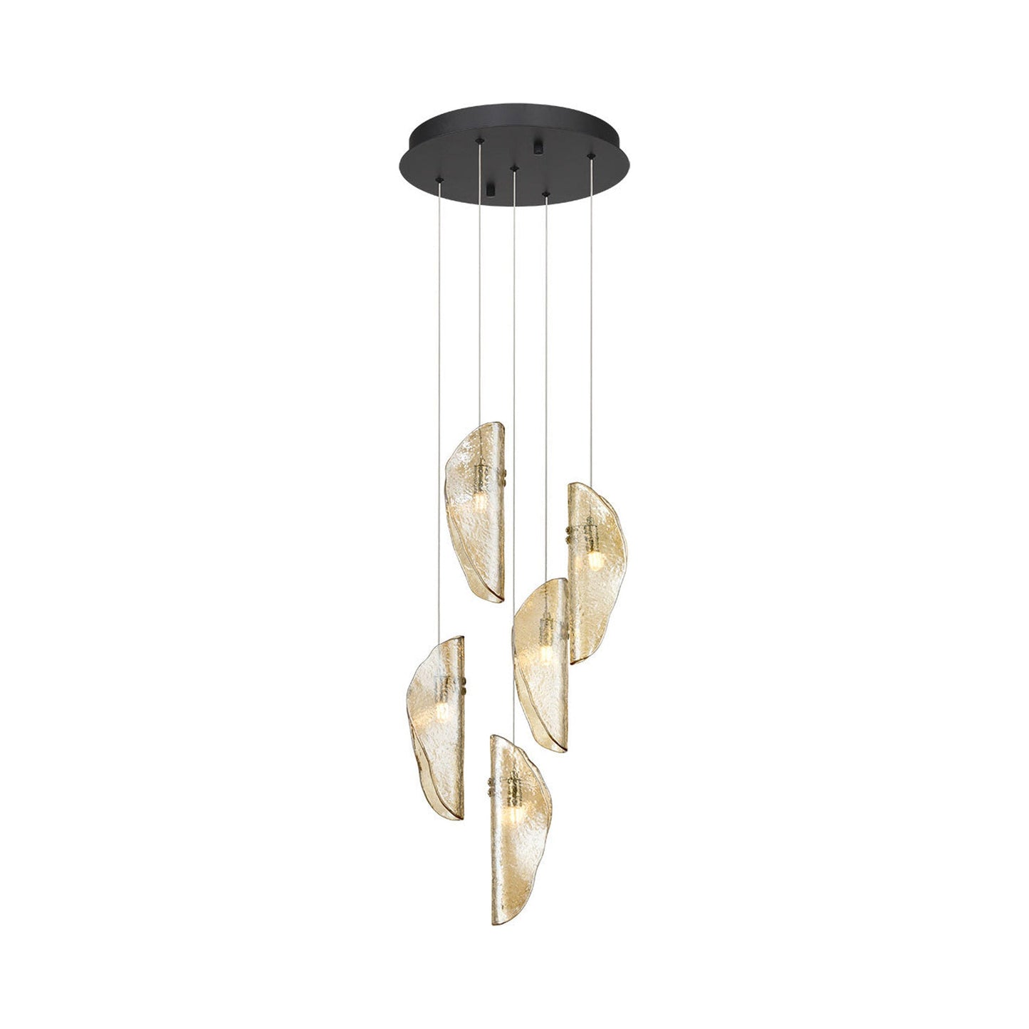 Sorrento Multi Light Pendant Light in Black/Amber (5-Light).