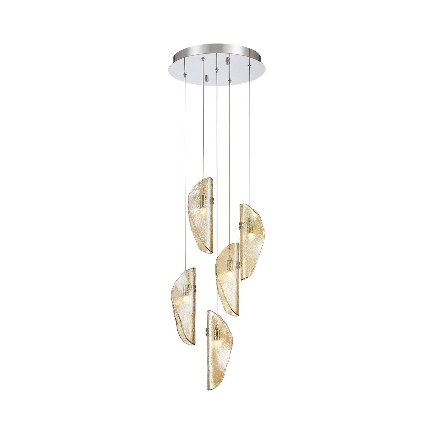 Sorrento Multi Light Pendant Light in Chrome/Amber (5-Light).