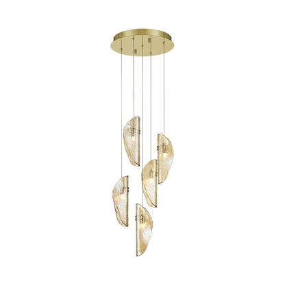 Sorrento Multi Light Pendant Light in Gold/Amber (5-Light).