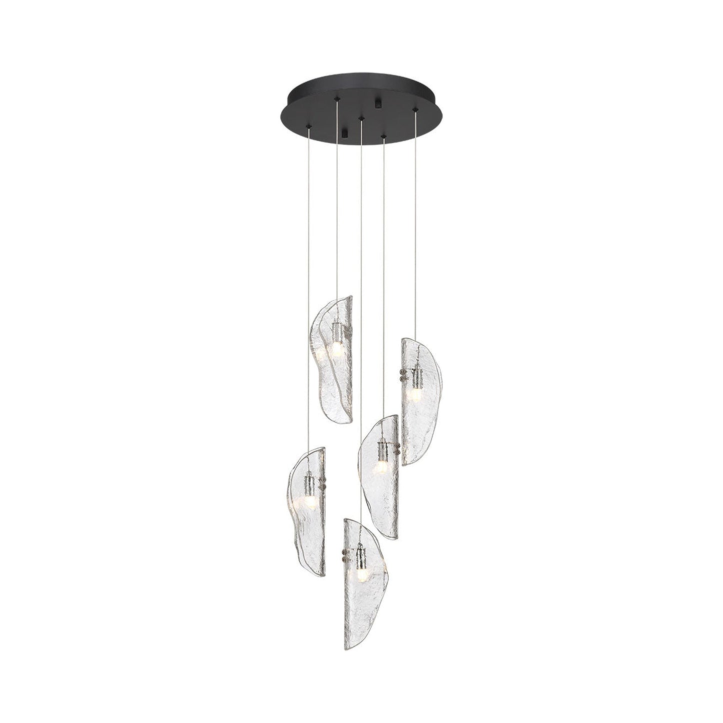 Sorrento Multi Light Pendant Light in Black/Clear (5-Light).