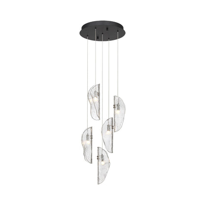 Sorrento Multi Light Pendant Light in Black/Clear (5-Light).