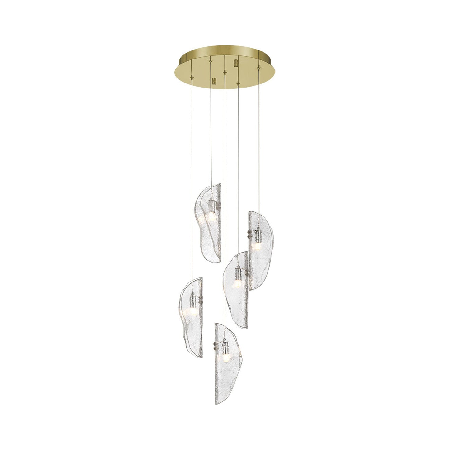 Sorrento Multi Light Pendant Light in Gold/Clear (5-Light).