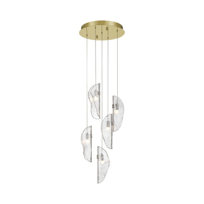 Sorrento Multi Light Pendant Light in Gold/Clear (5-Light).