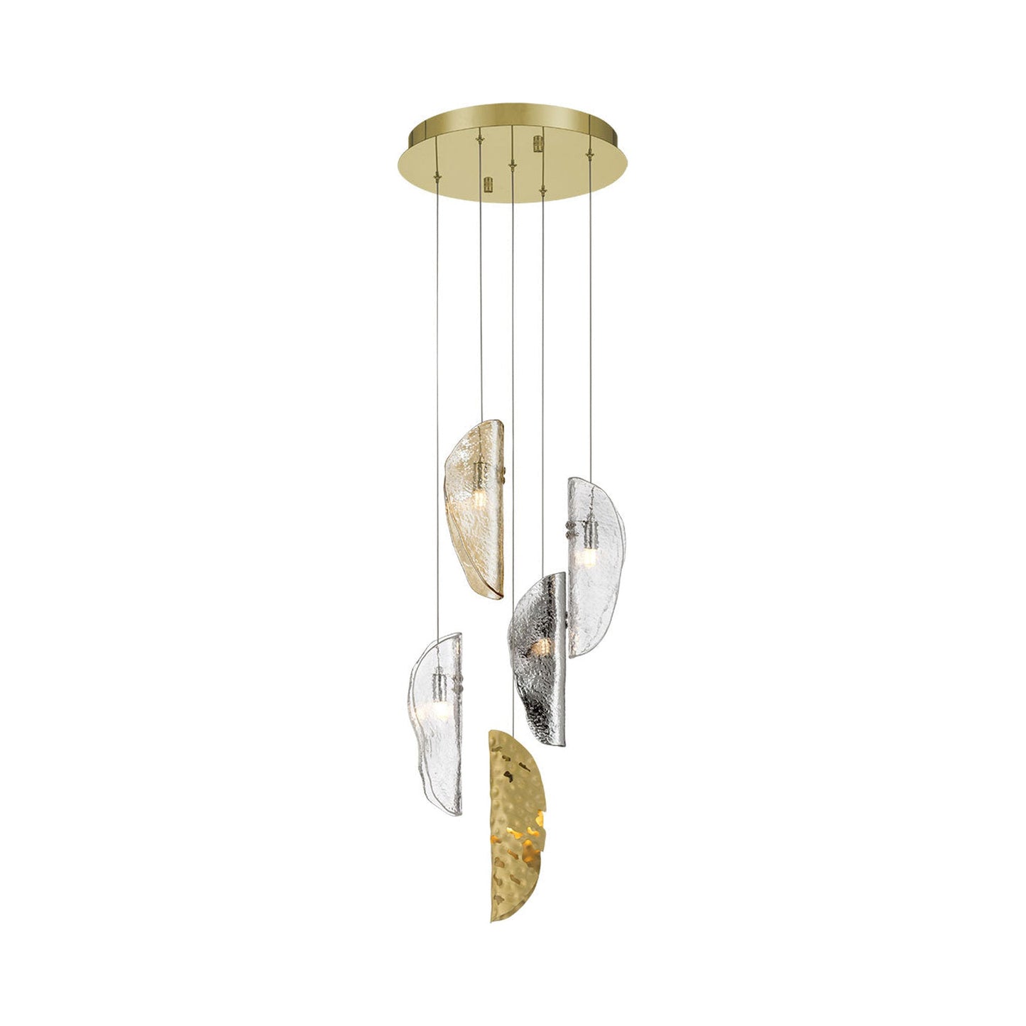 Sorrento Multi Light Pendant Light in Gold/Mixed with Copper Leaf (5-Light).