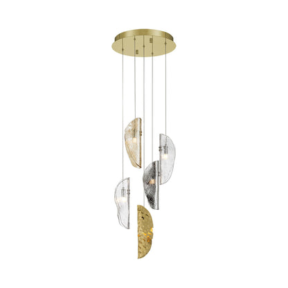 Sorrento Multi Light Pendant Light in Gold/Mixed with Copper Leaf (5-Light).