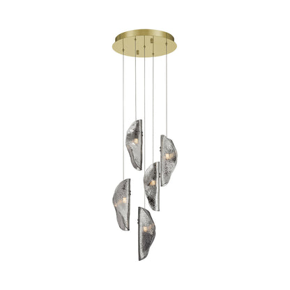 Sorrento Multi Light Pendant Light in Gold/Smoke (5-Light).