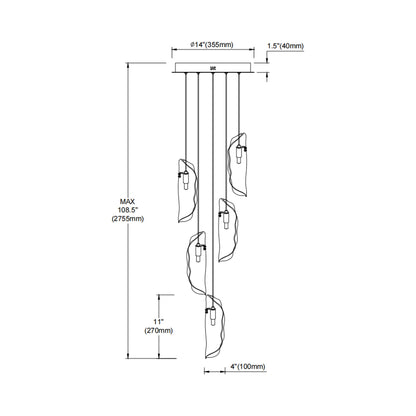 Sorrento Multi Light Pendant Light - line drawing.