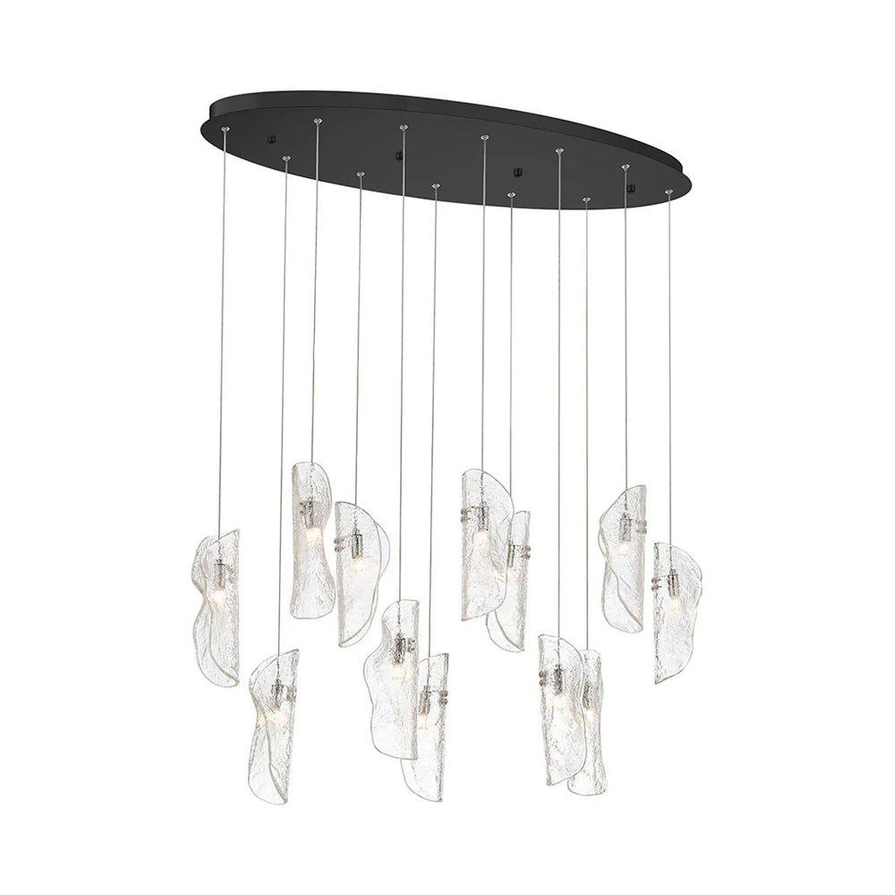 Sorrento Oval Chandelier in Black/Clear (12-Light).