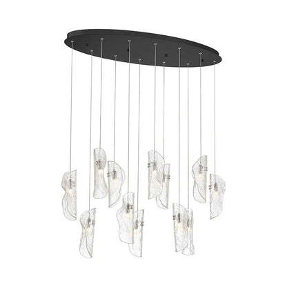 Sorrento Oval Chandelier in Black/Clear (12-Light).