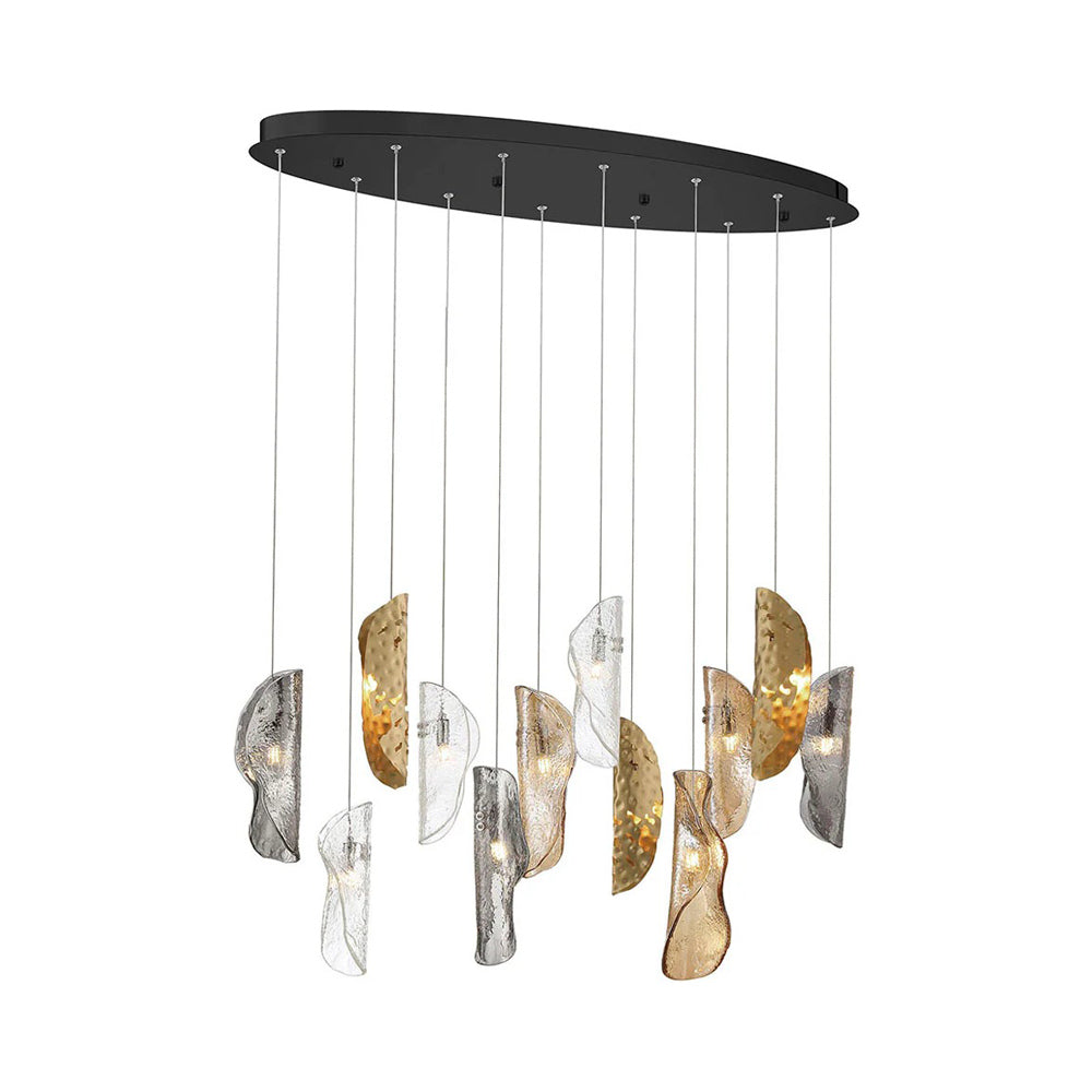 Sorrento Oval Chandelier in Black/Mixed with Copper Leaf (12-Light).