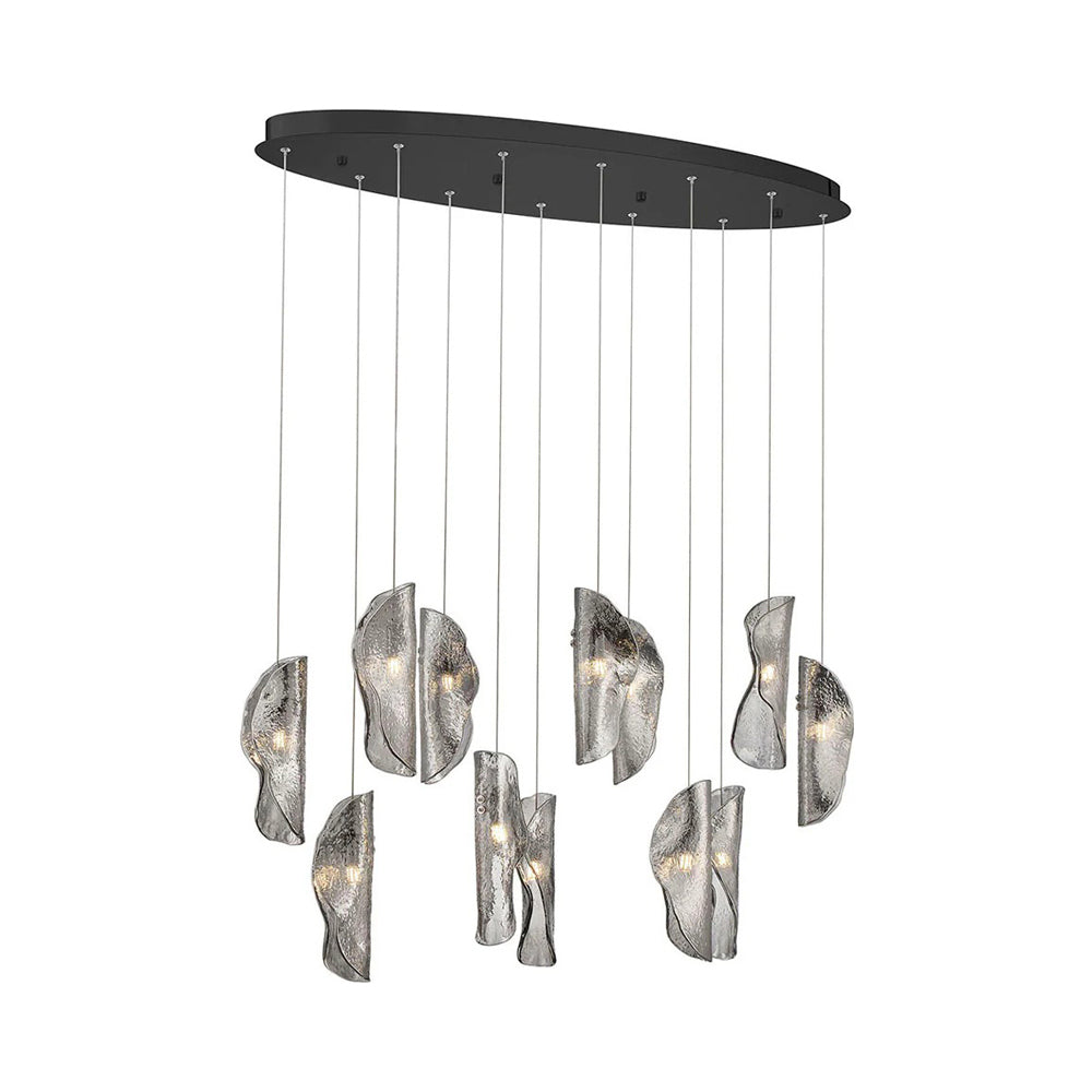 Sorrento Oval Chandelier in Black/Smoke (12-Light).