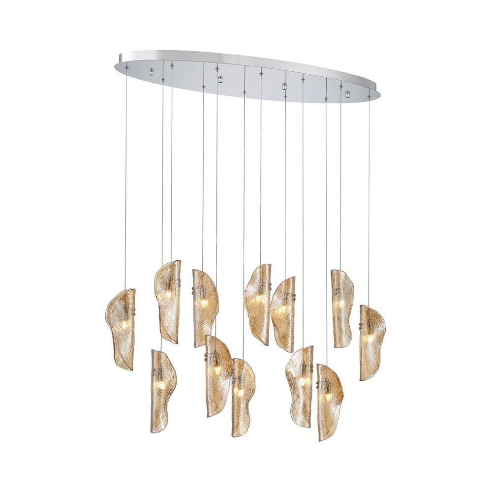 Sorrento Oval Chandelier in Chrome/Amber (12-Light).