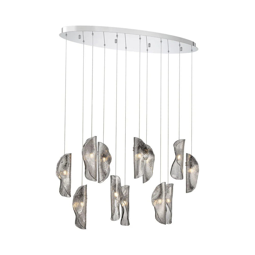Sorrento Oval Chandelier in Chrome/Smoke (12-Light).