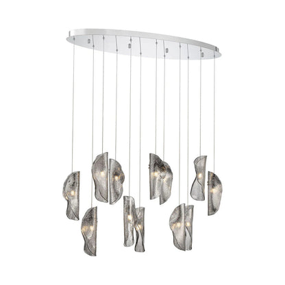 Sorrento Oval Chandelier in Chrome/Smoke (12-Light).