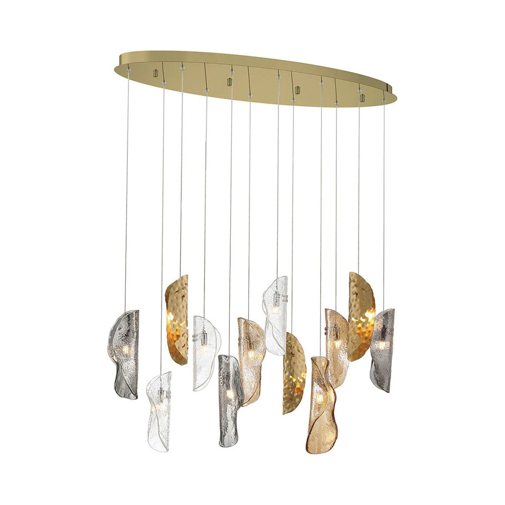 Sorrento Oval Chandelier in Gold/Mixed with Copper Leaf (12-Light).