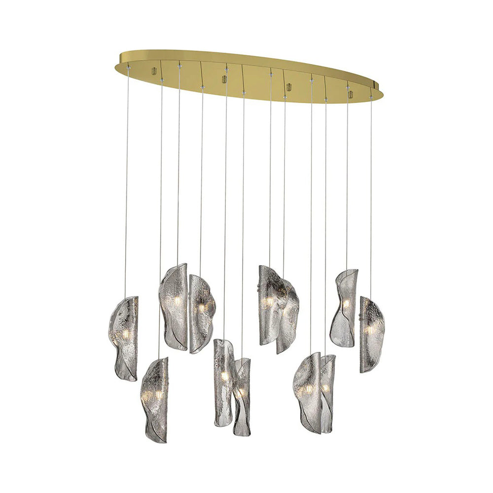 Sorrento Oval Chandelier in Gold/Smoke (12-Light).