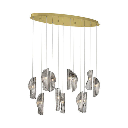 Sorrento Oval Chandelier in Gold/Smoke (12-Light).