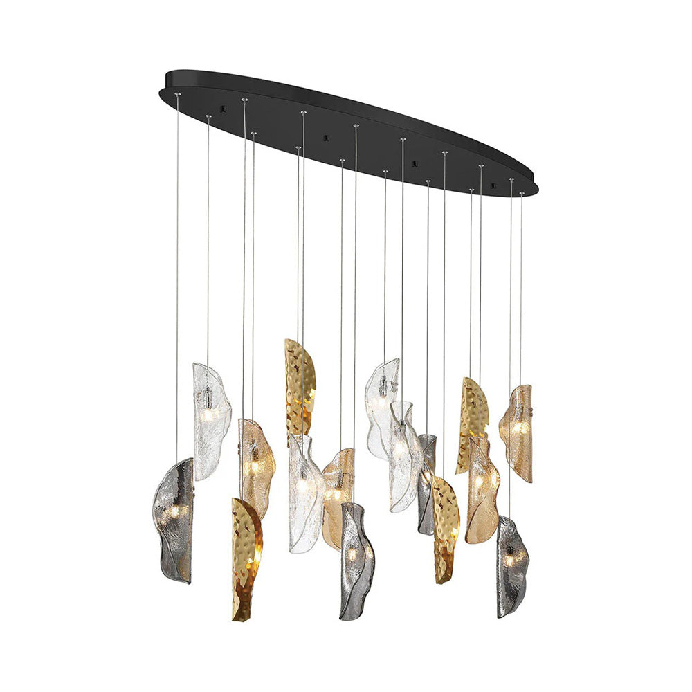 Sorrento Oval Chandelier in Black/Mixed with Copper Leaf (16-Light).