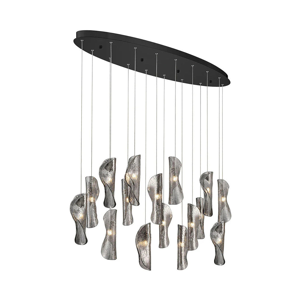 Sorrento Oval Chandelier in Black/Smoke (16-Light).