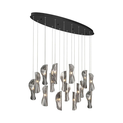 Sorrento Oval Chandelier in Black/Smoke (16-Light).