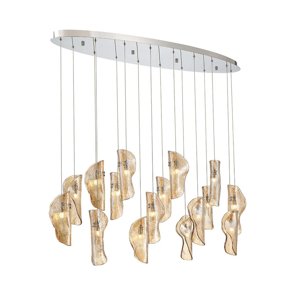 Sorrento Oval Chandelier in Chrome/Amber (16-Light).
