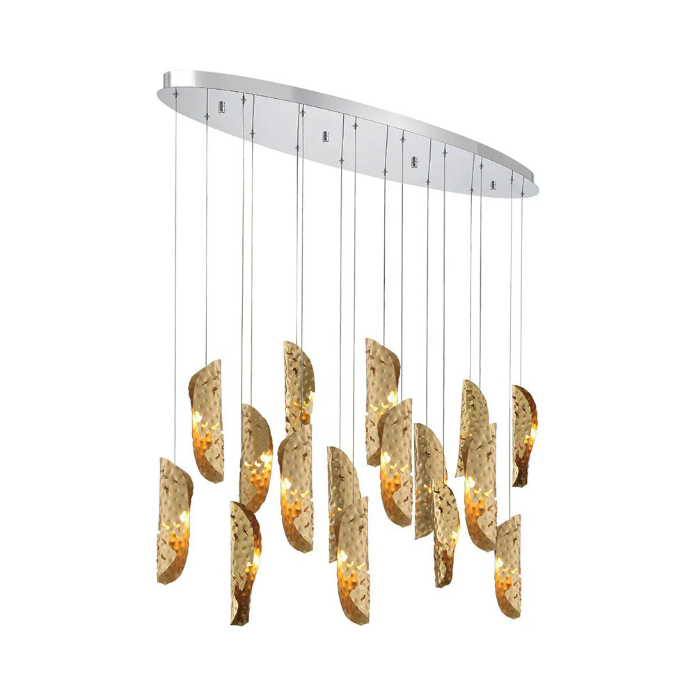 Sorrento Oval Chandelier in Chrome/Copper (16-Light).