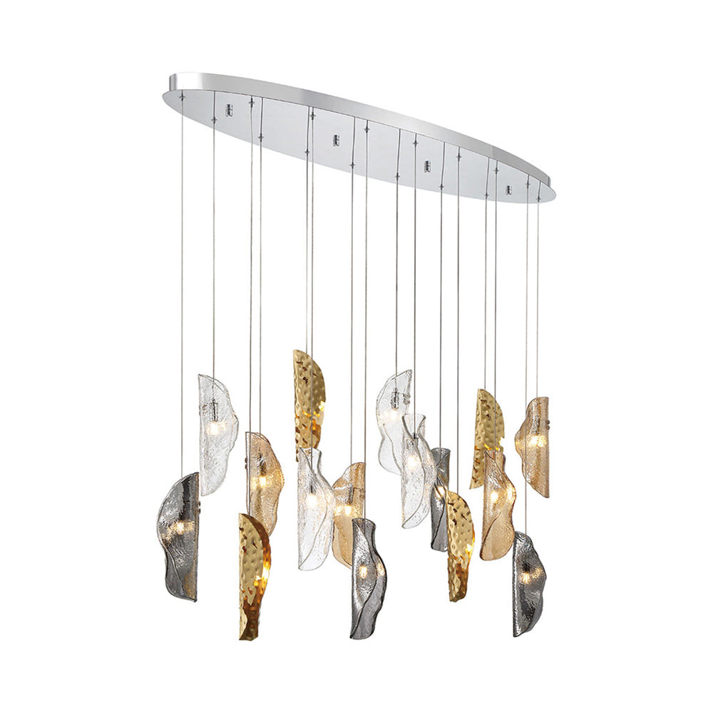 Sorrento Oval Chandelier in Chrome/Mixed with Copper Leaf (16-Light).