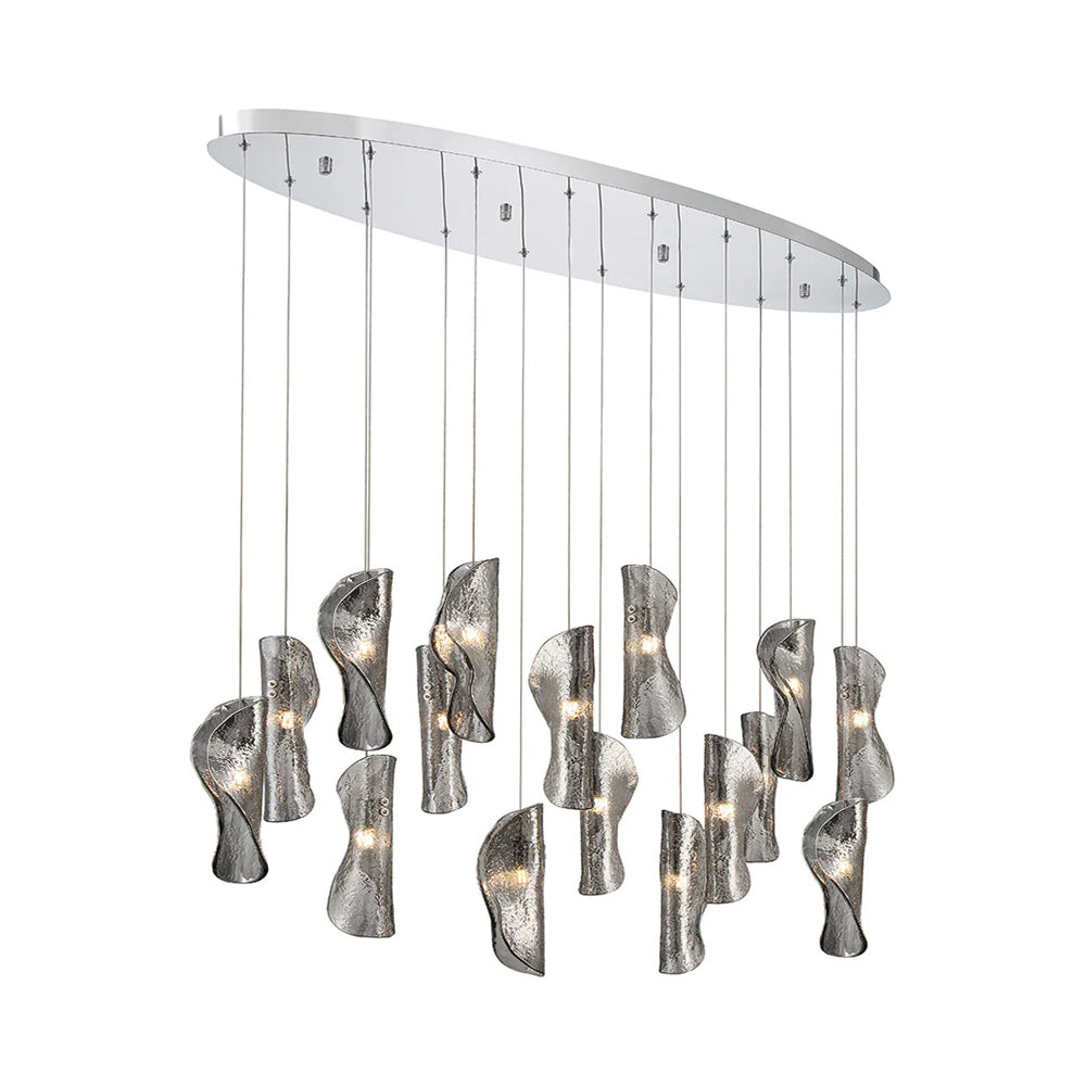 Sorrento Oval Chandelier in Chrome/Smoke (16-Light).