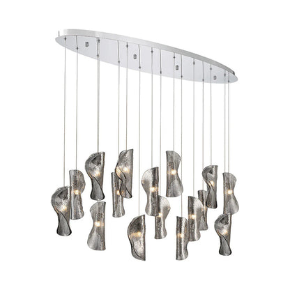 Sorrento Oval Chandelier in Chrome/Smoke (16-Light).