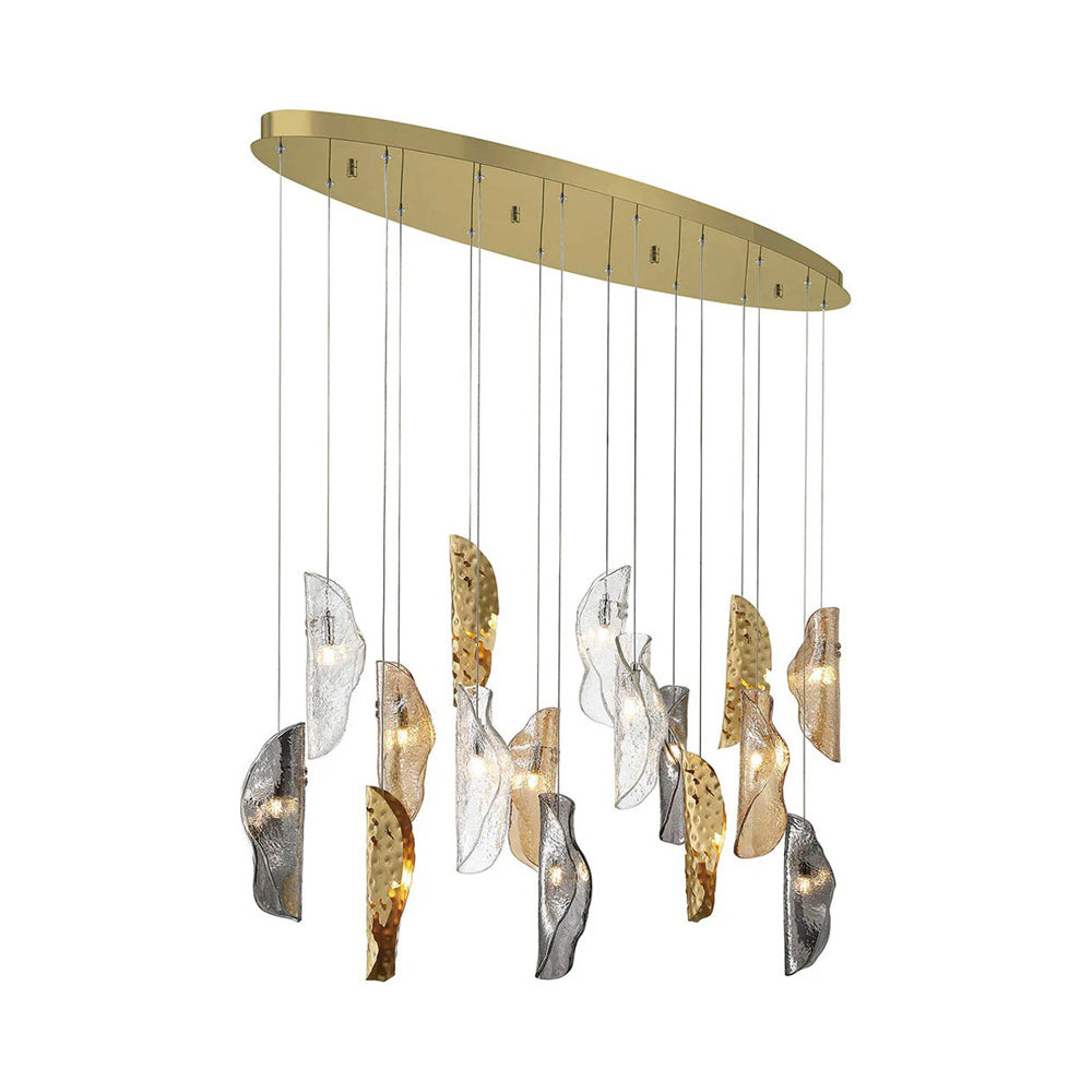 Sorrento Oval Chandelier in Gold/Mixed with Copper Leaf (16-Light).