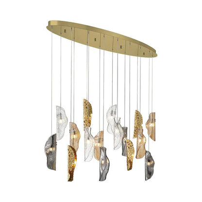 Sorrento Oval Chandelier in Gold/Mixed with Copper Leaf (16-Light).