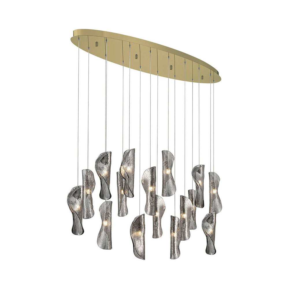 Sorrento Oval Chandelier in Gold/Smoke (16-Light).