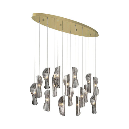 Sorrento Oval Chandelier in Gold/Smoke (16-Light).