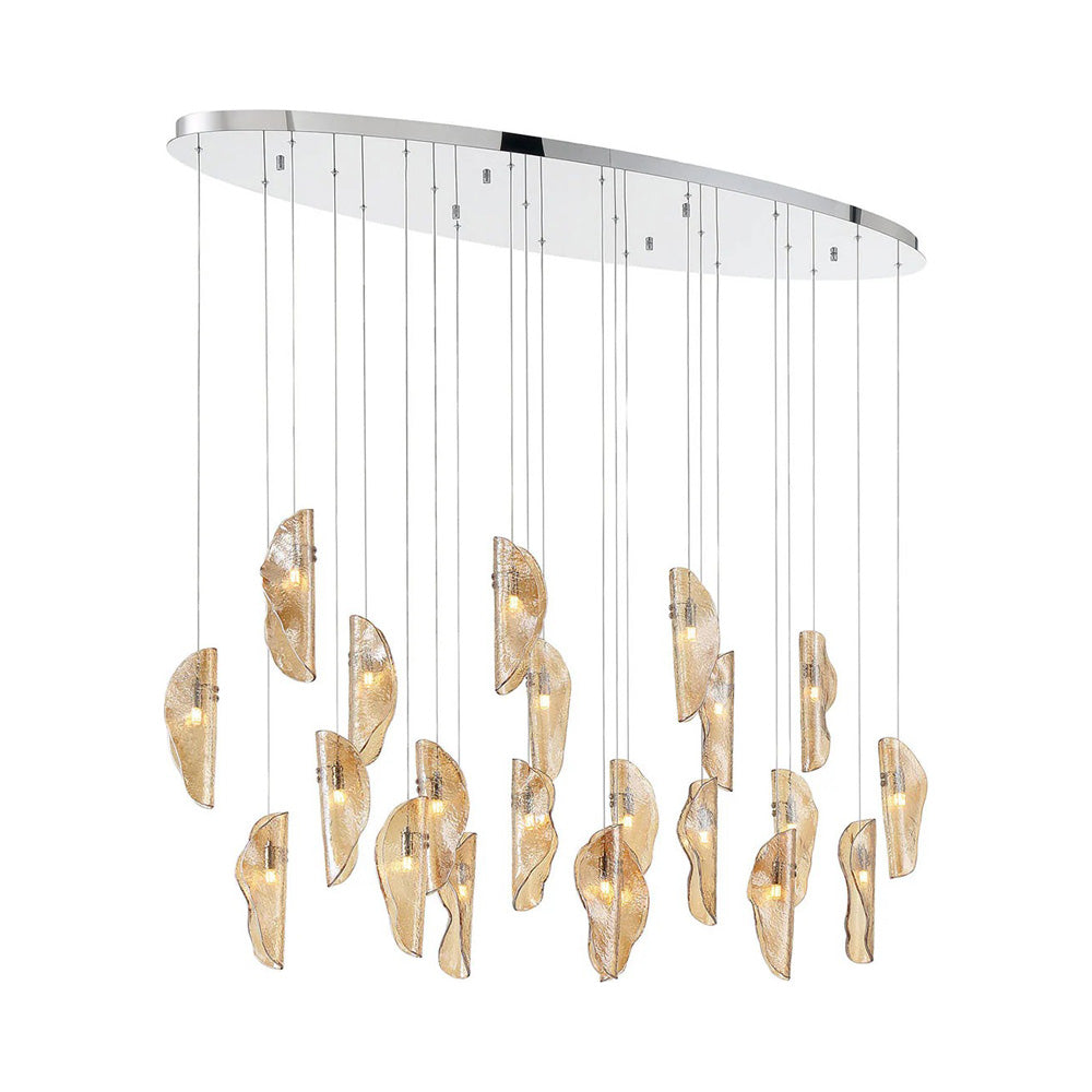 Sorrento Oval Chandelier in Chrome/Amber (22-Light).
