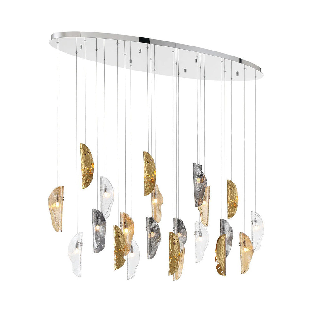 Sorrento Oval Chandelier in Chrome/Mixed with Copper Leaf (22-Light).