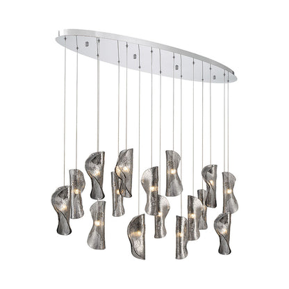 Sorrento Oval Chandelier in Chrome/Smoke (22-Light).
