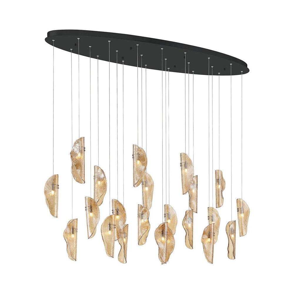 Sorrento Oval Chandelier in Matte Black/Amber (22-Light).