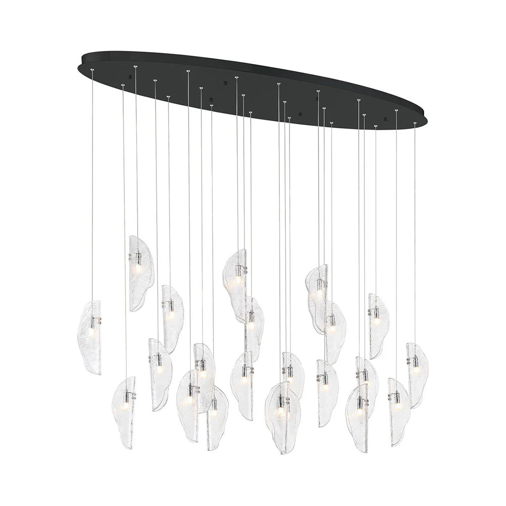 Sorrento Oval Chandelier in Matte Black/Clear (22-Light).