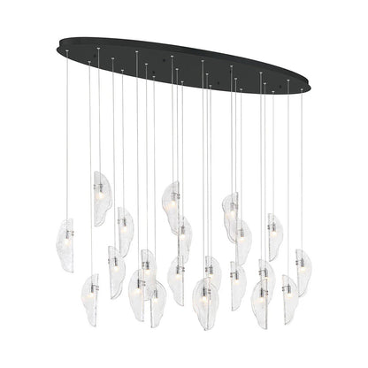 Sorrento Oval Chandelier in Matte Black/Clear (22-Light).