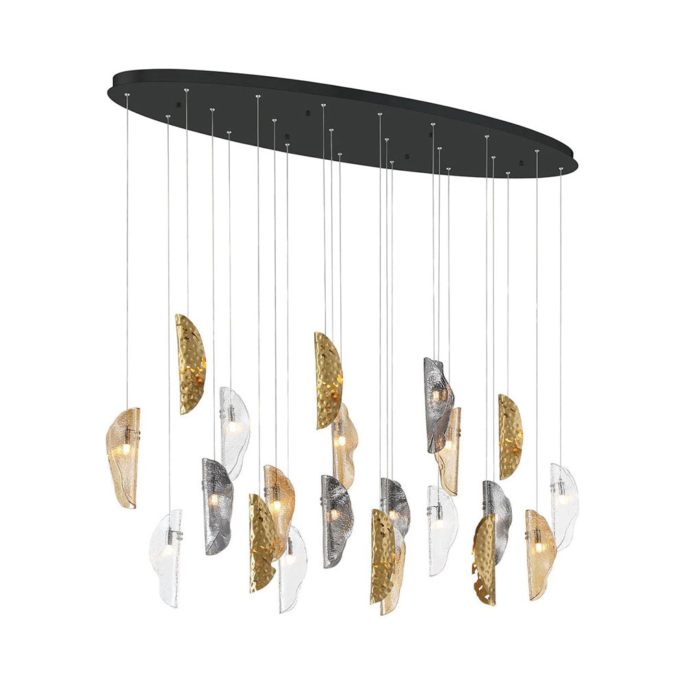 Sorrento Oval Chandelier in Matte Black/Mixed with Copper Leaf (22-Light).