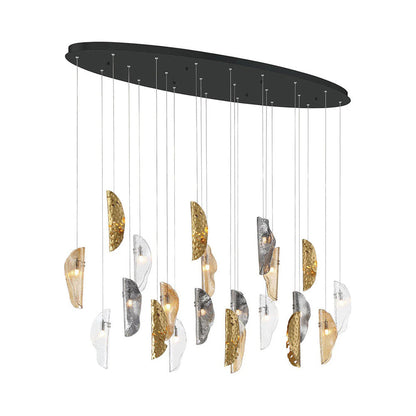 Sorrento Oval Chandelier in Matte Black/Mixed with Copper Leaf (22-Light).